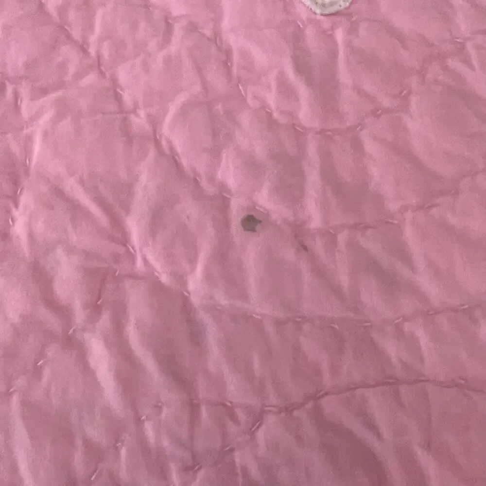 Pottery Barn Kids Quilt Blanket Pink White Flower Patch Fur Trim 86.5